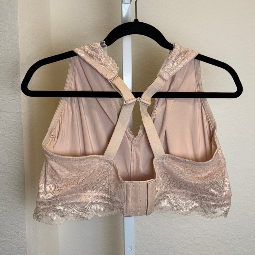 DREAMFIT Plus Size Full Coverage Wireless Lace Bralette Suntan Beige 3X New - Picture 6 of 7